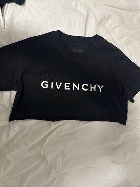 Givenchy Black and White Crop Logo Tee WOMENS